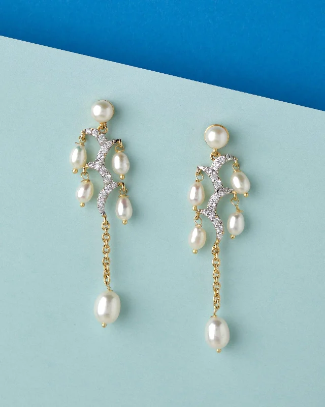 Custom - designed drop earrings to match your styleCascading Linear Pearl Earring