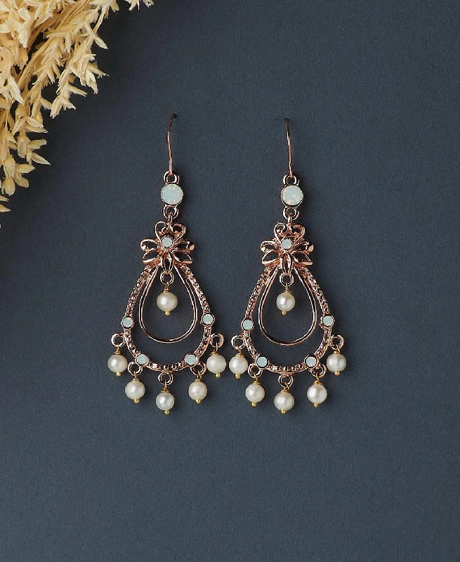 Silver drop earrings with intricate filigree workClassic Pearl Hanging Earring