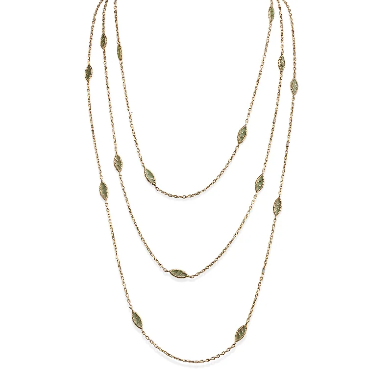 Rose Gold - Toned Chain Rings with a Dainty ChainFrench Art Nouveau 18K Gold and Plique-à-jour Enamel Longchain Necklace