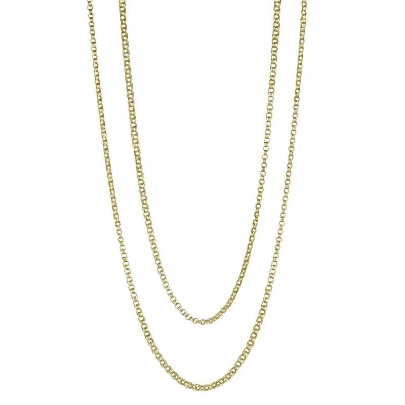 Chain Rings with a Geometric - Shaped Link PatternGold Triple Trace Link Long Chain Necklace