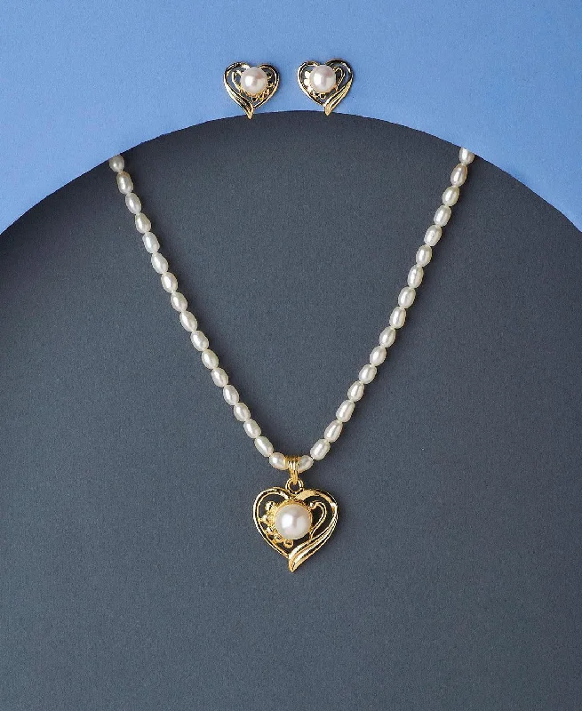 Chain Rings with a Wind - Chime - Inspired DesignHeart Shaped Real Pearl Necklace Set