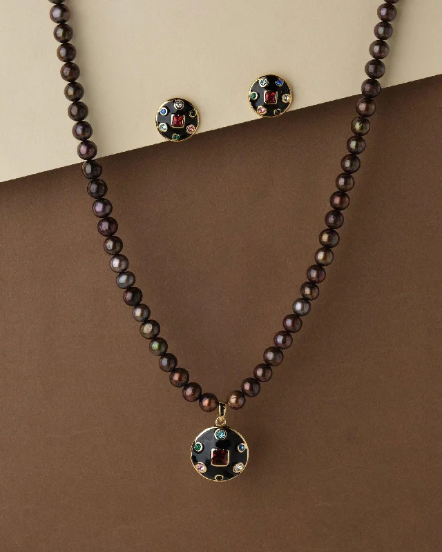 Open - Ended Chain Rings with a Creative Twist DesignMulti Color Stone Necklace Set