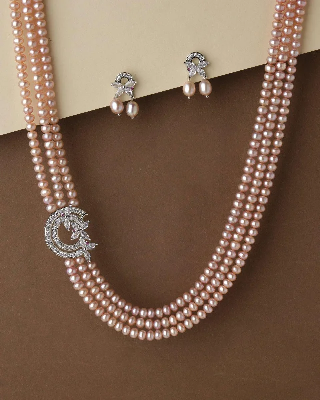 Ring - and - Necklace - Convertible Chain Rings for VersatilityPretty Floral Pearl Necklace Set