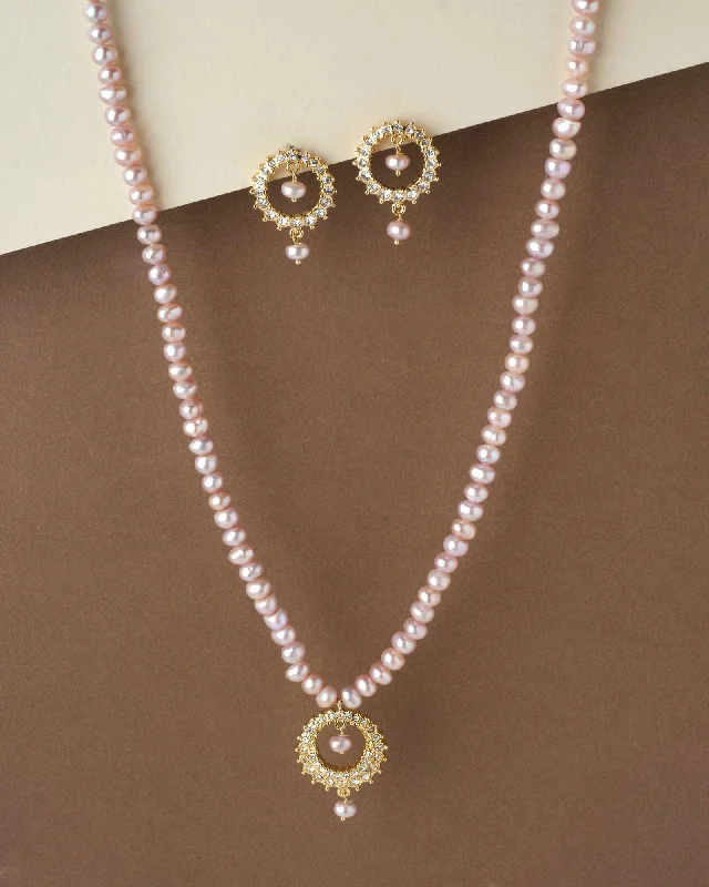 Star - Shaped Chain Rings with a Celestial ThemePink Pearl Necklace Set