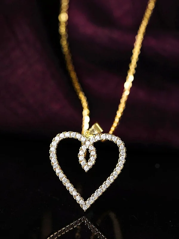 Scented Chain Rings with a Subtle Aromatherapy ScentRubans 22K Gold Plated Chain Necklace With Heart Pendant