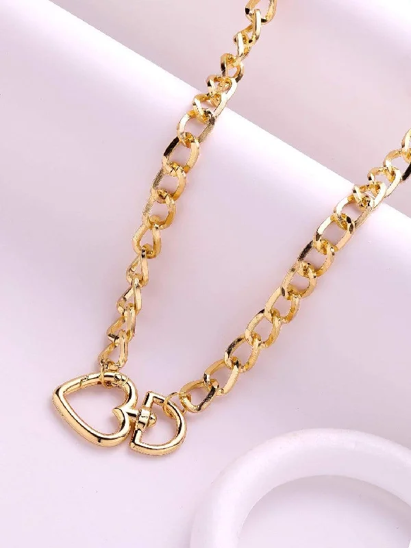 Chain Rings with a Built - in Compass for AdventurersTOKYO TALKIES X Rubans Gold Plated Handcrafted Heart Shape Interlinked  Chain Necklace