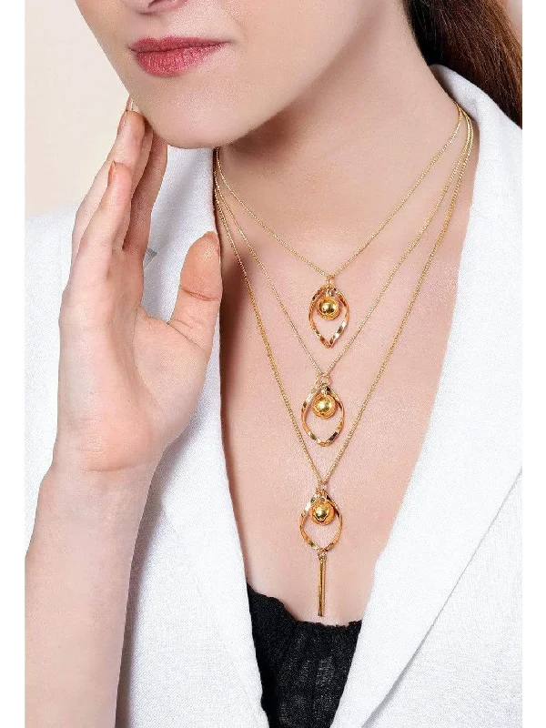 Micro - Chain Rings with an Ultra - Fine Link StructureRubans Gold Plated Multi Layer Chain Necklace