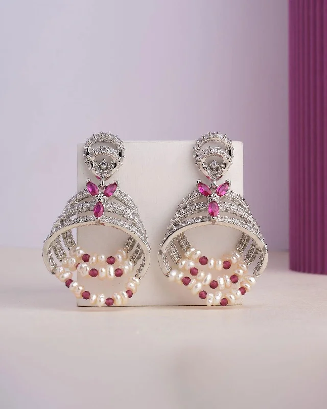 Hypoallergenic drop earrings for sensitive earsSpell Of Glamor Stone Studded Pearl Earring