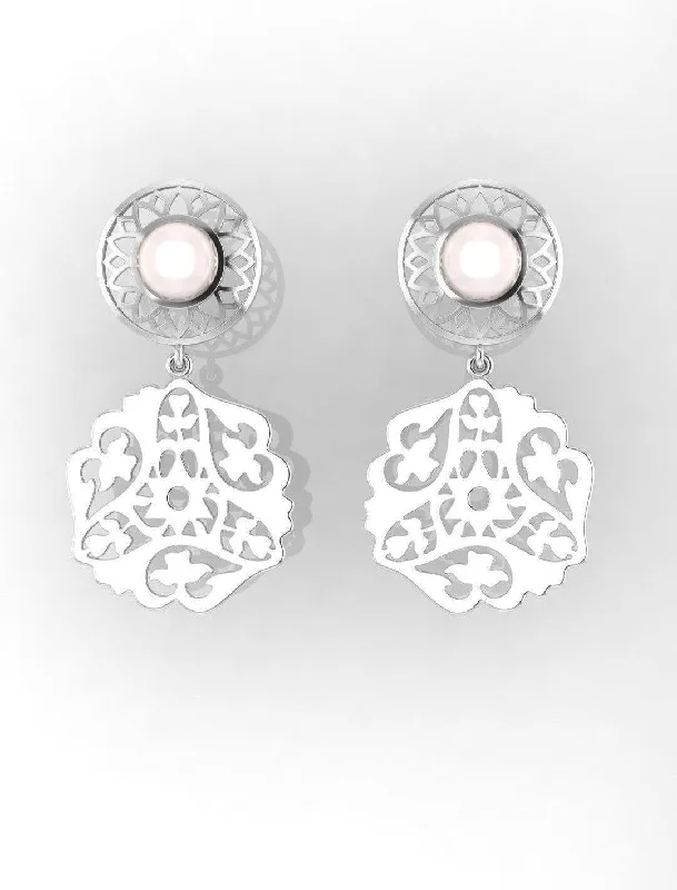 Matte - finish drop earrings for a sophisticated and understated lookSterling Stone Studded Silver Earring