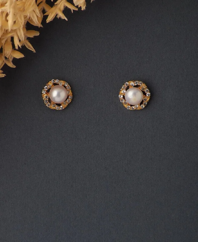 Crystal - adorned drop earrings for a glamorous lookSweet & Simple Pearl Stud Earring