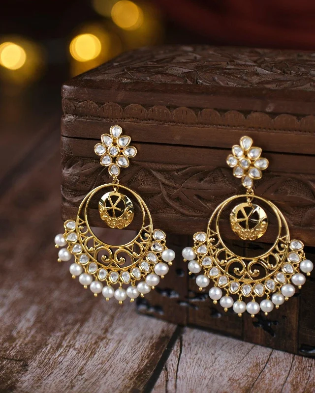 Pearl - studded drop earrings with a classic designSwirl Faiza Jhumka Earrings