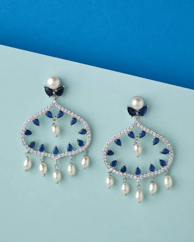 Aquamarine drop earrings reminiscent of the oceanThe Ghazala Chand Bali Earring