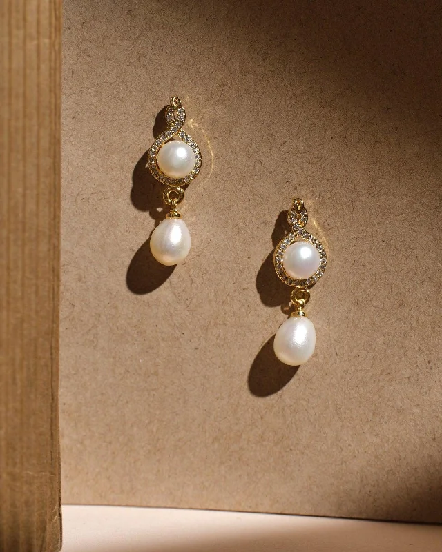 Opal drop earrings with iridescent play - of - colorThe Janessa Drop Pearl Earrings