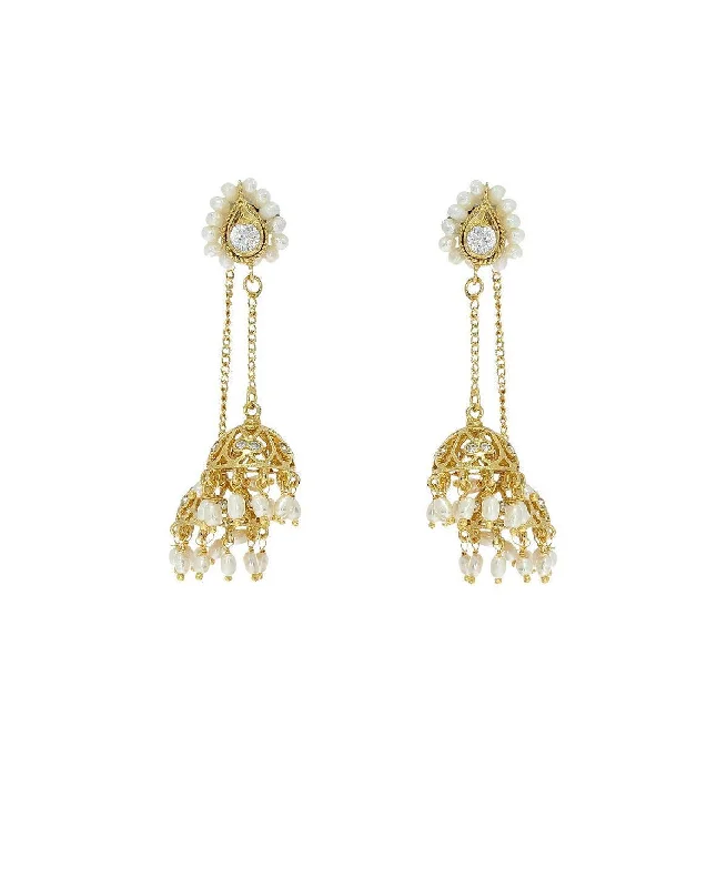 Ethnic - inspired drop earrings with cultural motifsTraditional Pearl Hanging Earrings