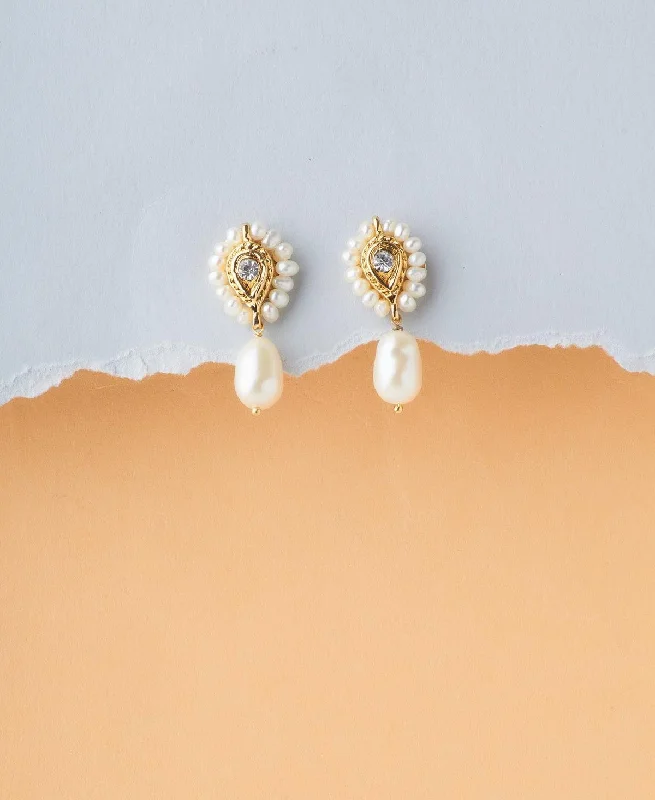 Waterproof drop earrings for beach or poolside wearTraditional Real Pearl Earring