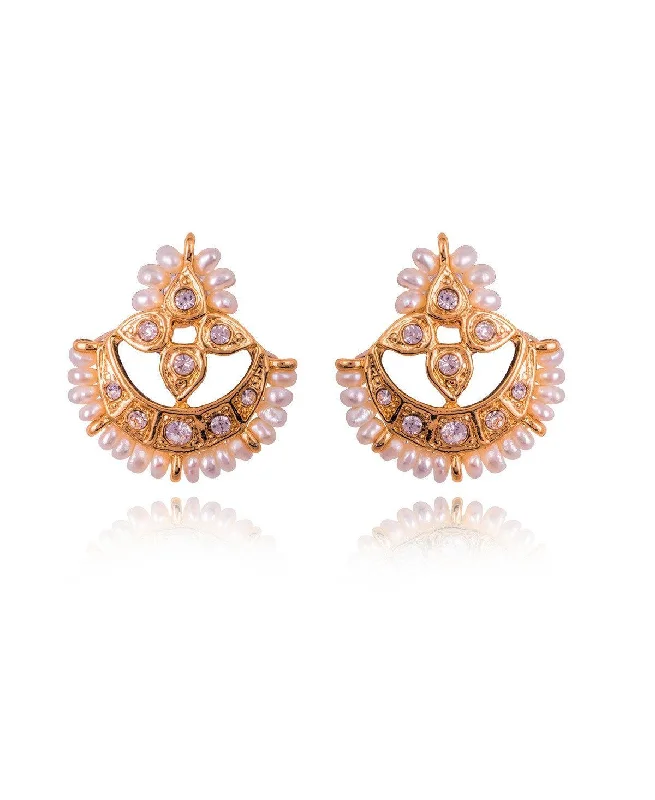 Two - tone drop earrings with a combination of metalsTraditional Small Pearl Earrings