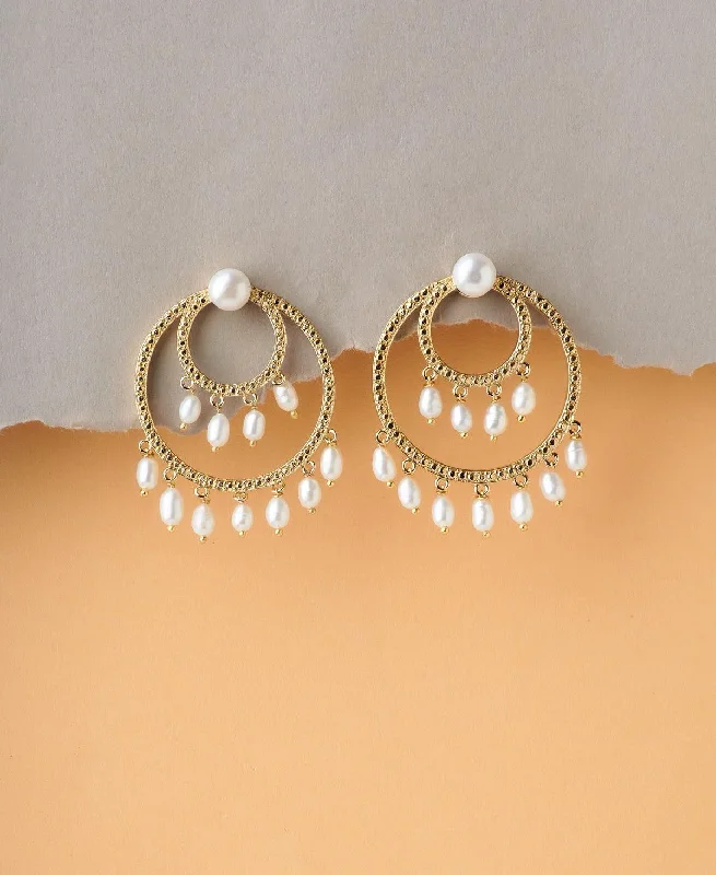 Leaf - shaped drop earrings for a nature - inspired aestheticTrendy Real Pearl Jhumki Earring