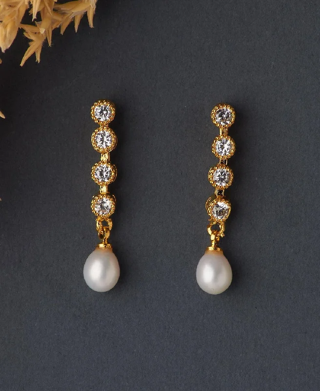 Sapphire drop earrings with a regal blue hueTrendy Stone Studded Pearl Earring