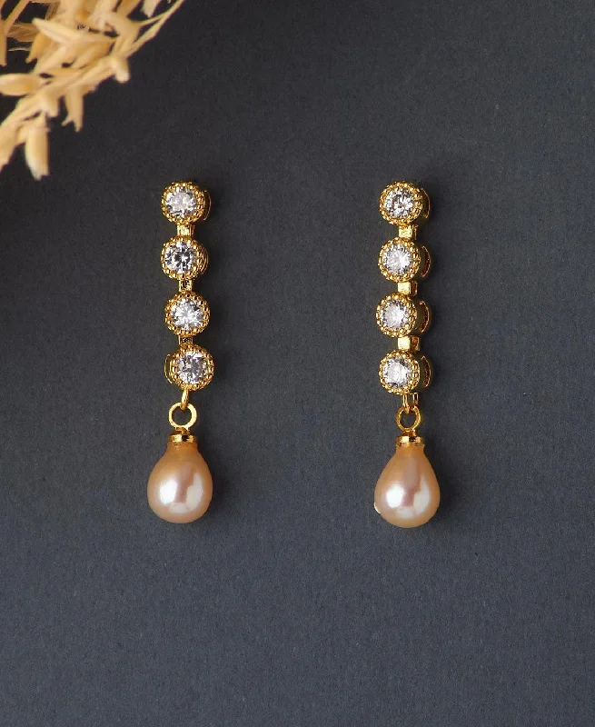 Emerald drop earrings for a luxurious and natural lookTrendy Stone Studded Pearl Earring