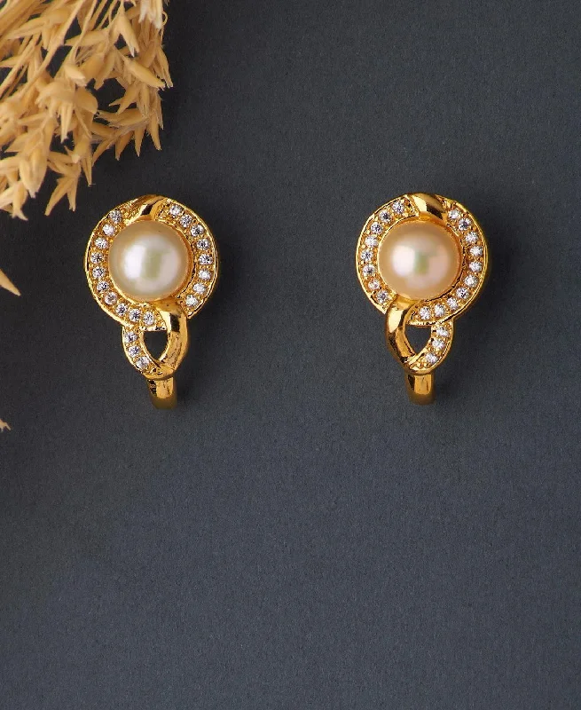 Citrine drop earrings for a sunny and warm appearanceTrendy Stone Studded Pearl Earring